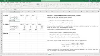 Solving a Simple Balanced Transportation Problem using Excel's Solver