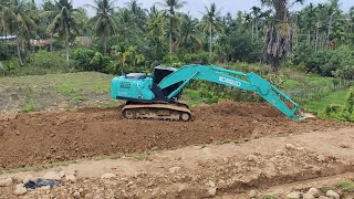 Teknik terbaik, excavator mengalihkan tanah untuk proses jalan keluar, excavator dump truk,