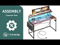 🛠️Yoobure Computer Desk with Power Outlets and LED Lights, Office Desk with Adjustable Monitor Stand