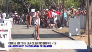 IRONMAN 70.3 Panama: Chris Lieto & Lance Armstrong T2 (Bike to Run)