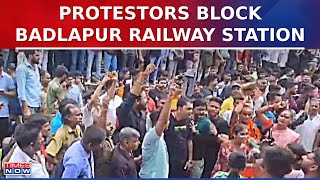 Huge Protests Held At Badlapur Railway Station In Maharashtra Over Sexual Assault Of Two Minors