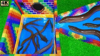 Build Amazing Underground Hole House, Swimming Pool For Catfish Eel From Magnetic Balls (Satisfying)