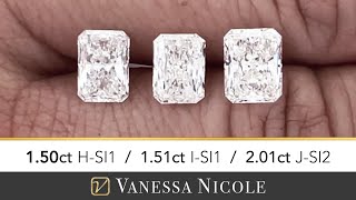 Radiant Cut Diamond Ring | Radiant Shape Diamond Color Grade \u0026 Diamond Size Comparison