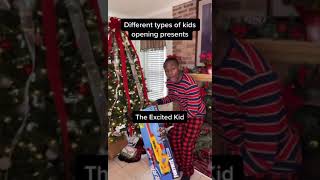 Different types of kids opening presents