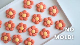 NO MOLD! 🌸 The Cutest Pink Flower Cookies You've Ever Seen