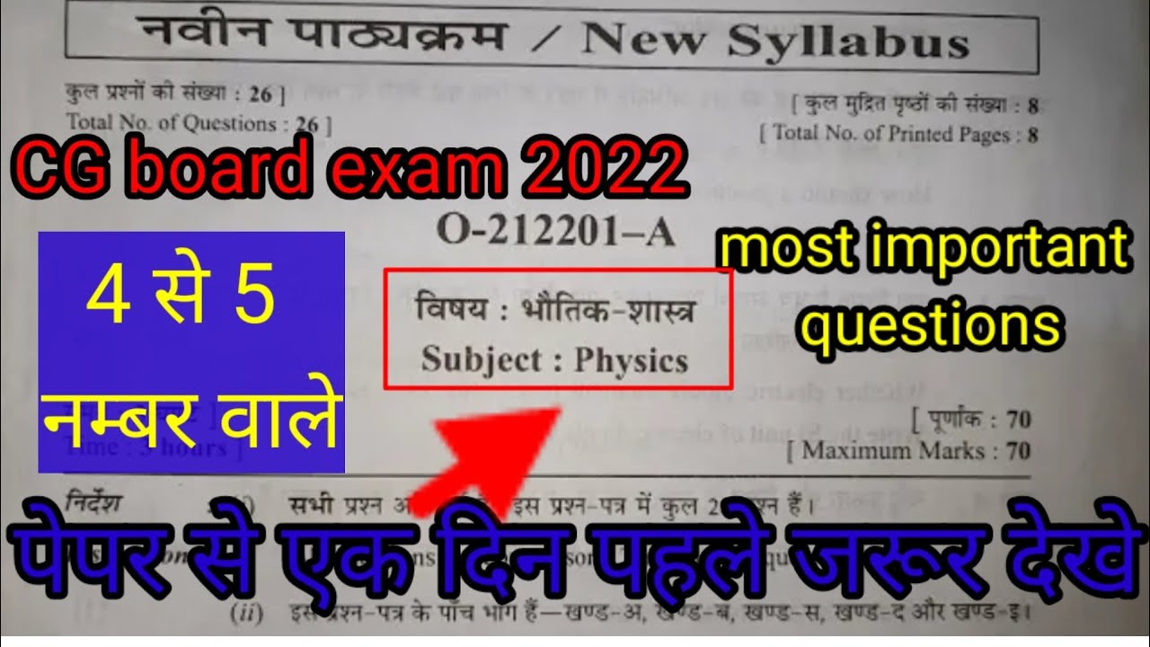 Cgboard Class 12 Physics || Most Important Questions || 5 Marks And 2 ...