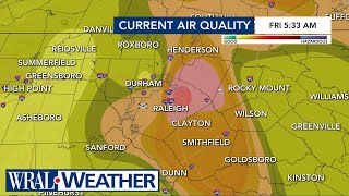 North Carolina Forecast: Pocket of Code Red 'unhealthy' air settles over Raleigh, Wake Forest area