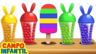 Aprenda Colores Para Niños | Paletas de Helado con Molde de Conejito🍦 | Campo Infantil