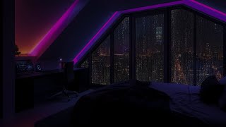 Rainy Night in Cozy Penthouse Bedroom 🌧️ Stress-Relieving Rain Sounds for Sleeping Deeply \u0026 Healing