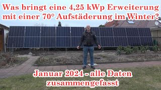 4,25 kWp PV Erweiterung mit fast senkrechter Aufständerung - Auswertung Januar 2024