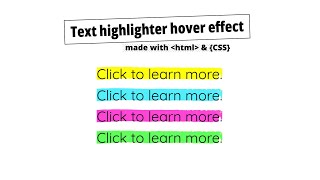 Text highlighter hover effect with HTML and CSS