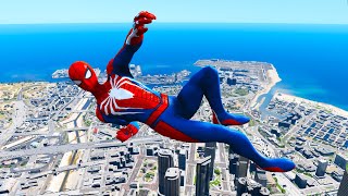 الرجل العنكبوت يعبر فوق سبايدرمان الاصفر ،سبايدرمان الخضر وسبايدرمان الملون -SPIDERMAN COLOR PARKOUR