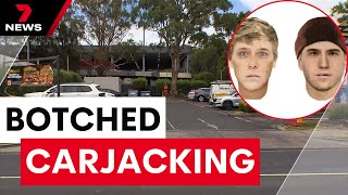 Police tracking down armed attackers after botched carjacking at Forrest Hill Hungry Jack's | 7NEWS