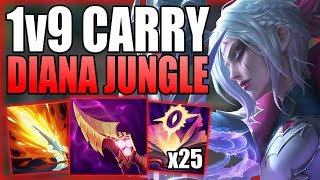 HOW TO 1v9 CARRY GAMES WITH DIANA JUNGLE & CLIMB FAST IN SOLO Q! - Gameplay Guide League of Legends
