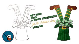 Hey Kids, Draw a Crazy Leprechaun / St. Patrick's Day With Me | Easy Step-by-Step Tutorial for Kids