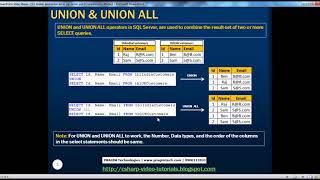 Union and union all in sql server Part 17