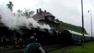 A Czech Steam Engine No. 555.0153 moving in Stara Paka, Czech Republic