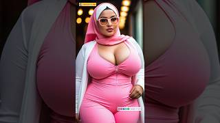 Curvy Plus-Size Muslim Woman in Stylish Pink Hijabi Fashion | AI Model LookBook #hijabz