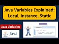 Java Variables (Local Variables, Instance Variables, Static Variables) | Java Tutorial
