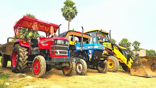 Mahindra Yuvo Tech Plus 475 Di Tractor Stuck in Mud with JCB Pushing Tractor | Jcb Video