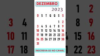 CALENDÁRIO DE DEZEMBRO 2023 #shorts #shortsyoutube #shortsvídeo #calendários #calendar