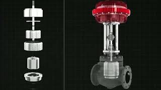 Balanced cage combined multi-stage step-down control valve assembly animation