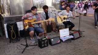 Pool Proof Band performing at shibuya station