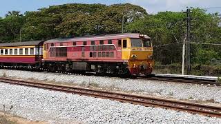 Alstom AHK (1980) Locomotive No. 4223 arrives at Ban Krut Station heading for Bangkok - 22 Mar 2023