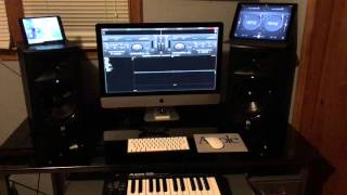 iMac 27 5K with JBL LSR308 Desk studio mini set up