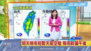 20180611中天新聞【氣象】　白天降雨機率偏高　並有局部大雨發生