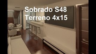 Sobrado S48 - 4x15 - 2 quartos (1 suíte master), 1 vaga, cozinha americana, sala, banheiro e á.s.