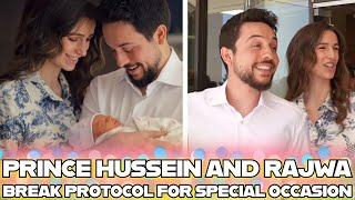 Prince Hussein and Princess Rajwa Break Protocol During Little Princess Iman's Hospital Discharge