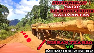 Supir Truck Nissan TZA 520 Nekat Salip Logging Truck #kalimantan