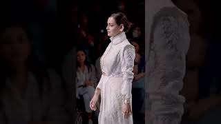 #diamirza Dia Mirza looks regal in all white lace dress as she walks the ramp at Lakme Fashion Week