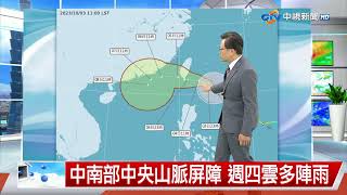 【立綱氣象報報】外圍雲帶接近 下午起北、東部轉雨│中視午間氣象 20231003