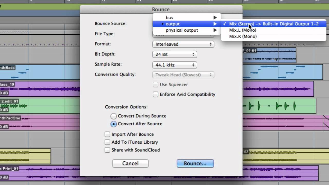 Bouncing Audio In Pro Tools Youtube