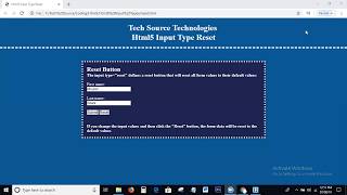 Html5 Input Type Reset | Input type = "reset" | Html5 Input types Tutorial