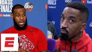 LeBron James and JR Smith react to video of Cavaliers bench after Game 1 going viral | ESPN
