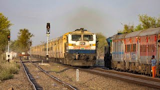 Exploring NWR: Majestic Single Line Crossing.. Ranakpur Express Speedily Crosses Mandore Express.!!