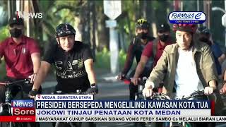 Presiden Jokowi Bersepeda Tinjau Penataan Kota Medan dengan Walikota Medan #inewssore 12/02