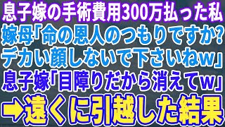 【スカッとする話】息子嫁の難病手術費用300万払った私に長男嫁母「命の恩人のつもりですか？調子乗らないで下さい」長男嫁「どっか行けよｗ」→私「本当にいいのね？」→遠くに引越した結果