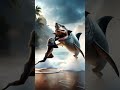 amazing animal fusion shark and monkey shortsfeed shorts