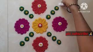 ज्यांना रांगोळी जमत नाही त्यांच्यासाठी सोपी रांगोळी/diwalirangoli#easyrangoli#festivalrangoli/25