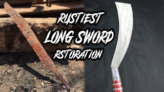 Restoration From Rusty Antique Long Sword To Beautiful Farmer Long Knife
