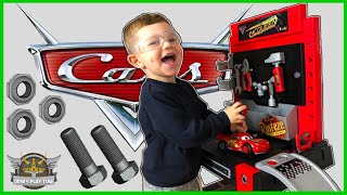Disney Cars Lightening McQueen Work Bench Learn About Tools and Cars for Kids | Odin's Play Time