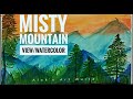 Misty mountain morning view (with watercolors)...!!! ||Alok's Art World||