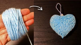 Easy idea to make a Heart-shaped Pompom with your fingers! 💙