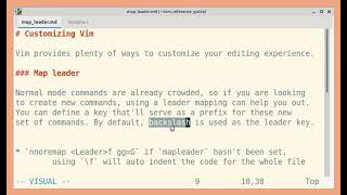 Customizing Vim: map leader