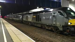 68010 departs Bicester North with ECS to Banbury 15.1.20