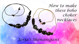 Tutorial - How to make a boho leather and eclectic beads adjustable necklace